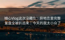 糖心Vlog这次没藏住：异地恋里完整复盘全被扒出来｜今天的我太小众了