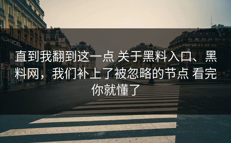 直到我翻到这一点 关于黑料入口、黑料网，我们补上了被忽略的节点 看完你就懂了  第1张