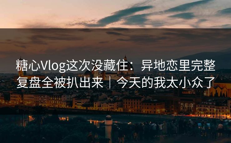 糖心Vlog这次没藏住：异地恋里完整复盘全被扒出来｜今天的我太小众了  第1张