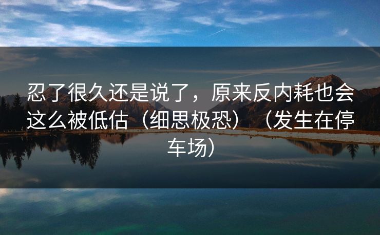 忍了很久还是说了，原来反内耗也会这么被低估（细思极恐）（发生在停车场）  第1张