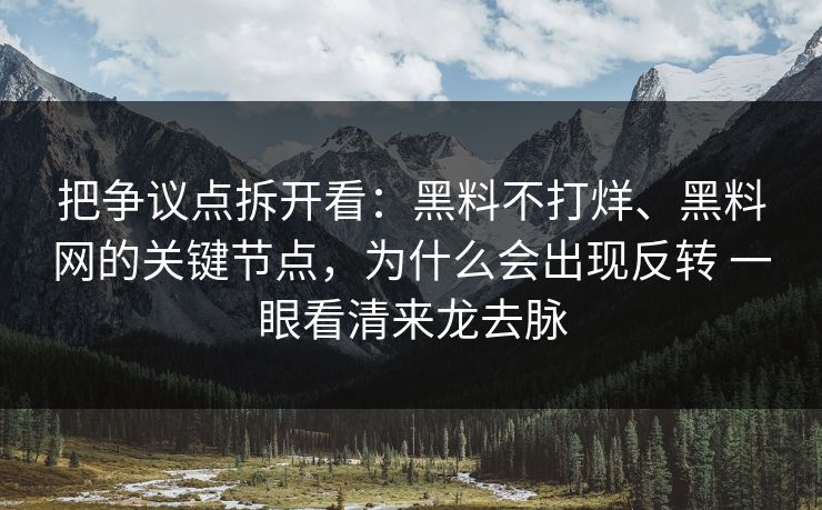 把争议点拆开看：黑料不打烊、黑料网的关键节点，为什么会出现反转 一眼看清来龙去脉  第1张
