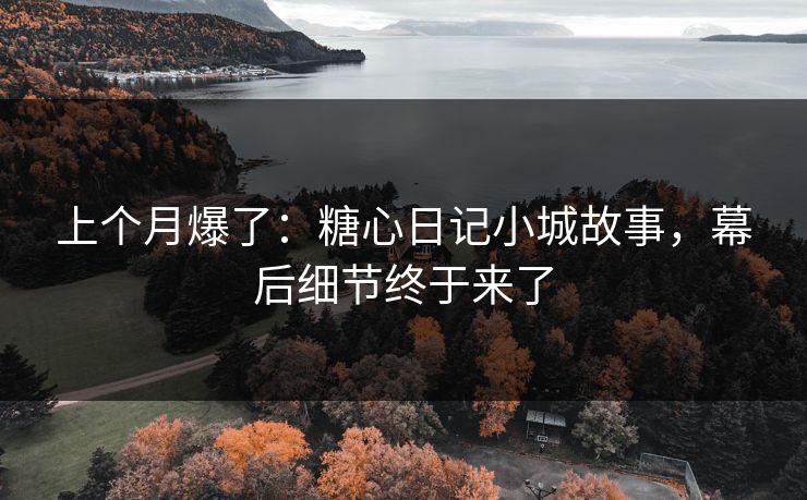 上个月爆了：糖心日记小城故事，幕后细节终于来了  第1张