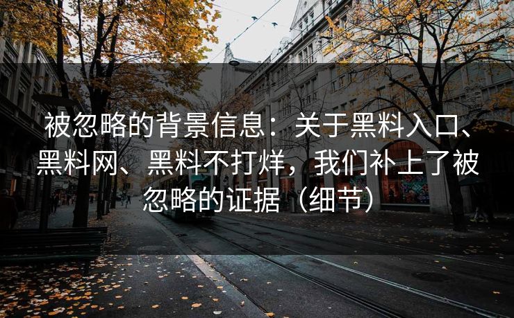 被忽略的背景信息：关于黑料入口、黑料网、黑料不打烊，我们补上了被忽略的证据（细节）  第1张