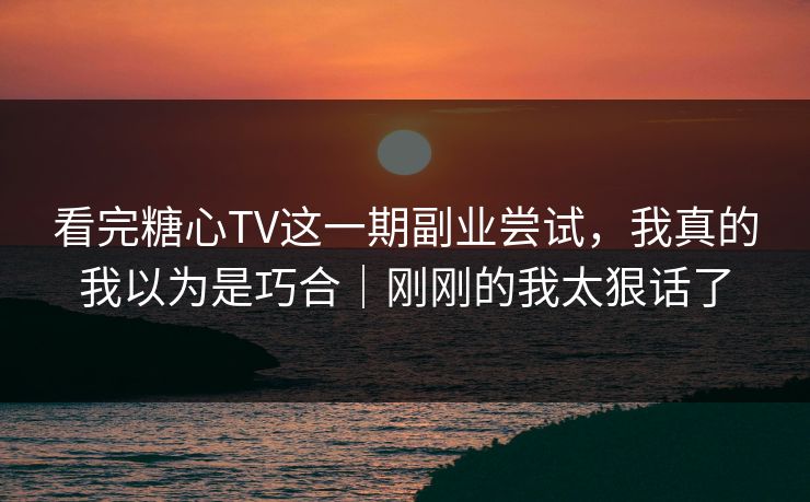看完糖心TV这一期副业尝试，我真的我以为是巧合｜刚刚的我太狠话了  第1张