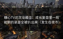 糖心TV这次没藏住：成长复盘里一段被删的录音全被扒出来（发生在夜市）