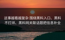 这事越看越复杂 围绕黑料入口、黑料不打烊、黑料网关联话题把信息补全
