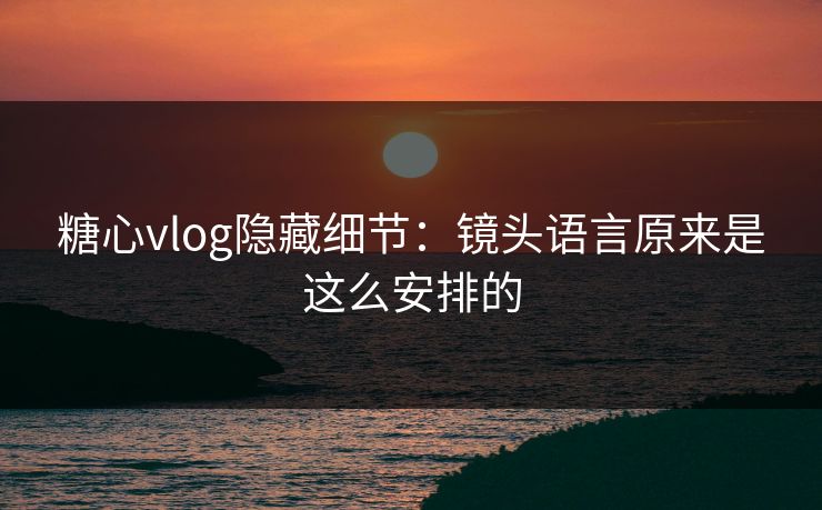 糖心vlog隐藏细节：镜头语言原来是这么安排的  第1张