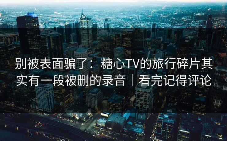 别被表面骗了：糖心TV的旅行碎片其实有一段被删的录音｜看完记得评论  第1张