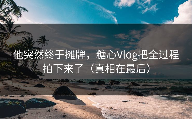 他突然终于摊牌，糖心Vlog把全过程拍下来了（真相在最后）  第1张